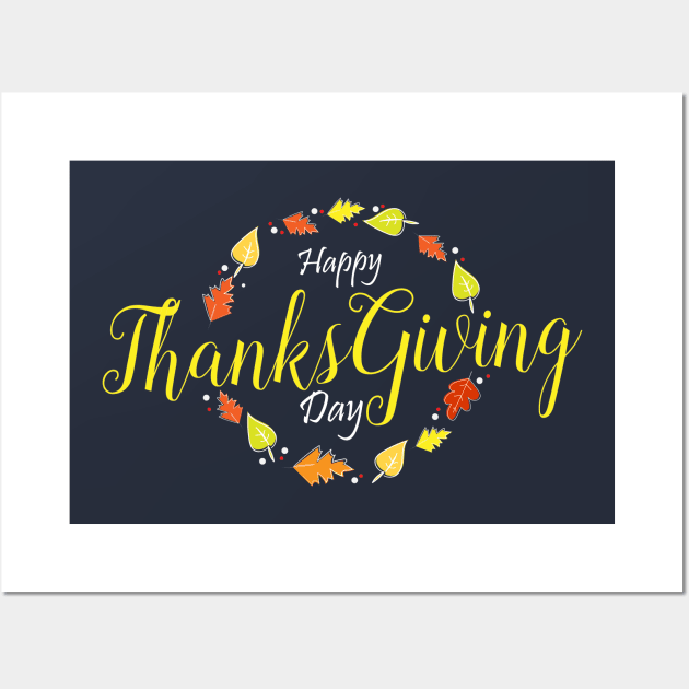 Happy Thankgiving Day Wall Art by HarlinDesign